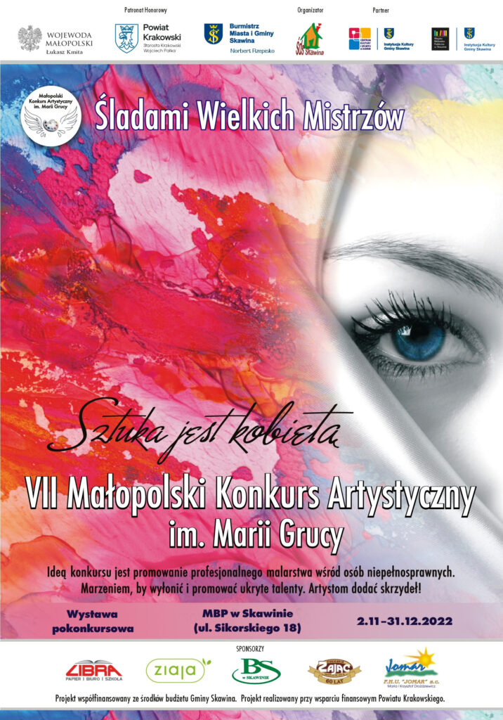 Wystawa pokonkursowa "VII Małopolski Konkurs Artystyczny im. Marii Grucy - Sztuka jest kobietą" w MBP  Skawina - 2.11-31.12.2022.